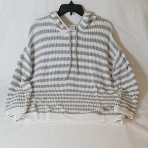 Time and Tru Gray‎ & White Striped Hooded Sweater